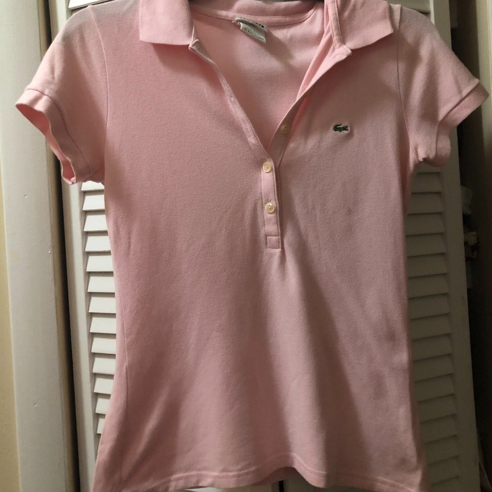 Lacoste Polo Shirt Women Size 38 Pink Short Sleeves Golf Outdoors Ladies